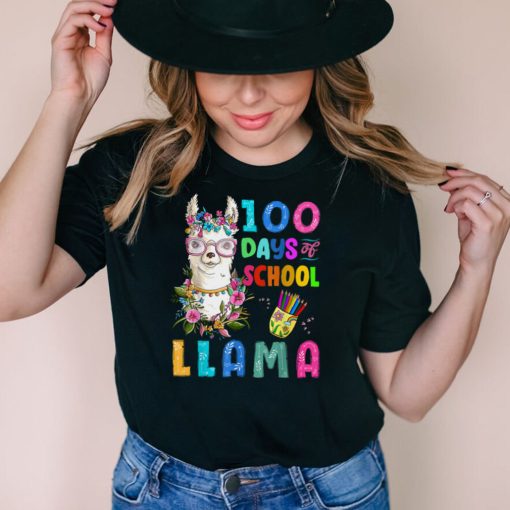 100 Days Of School No Probllama 100th Day Llama Girl Women T Shirt