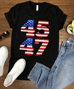 American flag pro Trump 45 and 47 shirt