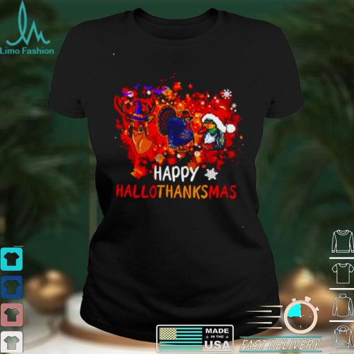 Awesome hunting happy Hallothanksmas Halloween Thanksgiving Christmas shirt