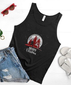 Bigfoot Buffalo Plaid Christmas Tree Moon and Reindeer shirt