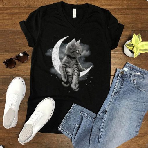 Black Cat Sit On The Moon Halloween Shirt