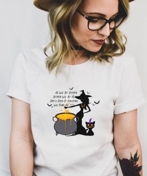 Black Girl And Cat Respiratory Therapist Witch Albuterol Brew Halloween T shirt