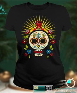 Day Of The Dead Dia De Los Muertos Flower Skull T shirt
