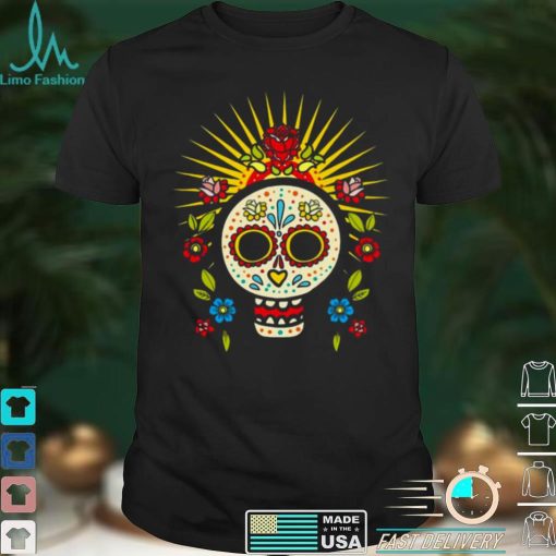 Day Of The Dead Dia De Los Muertos Flower Skull T shirt