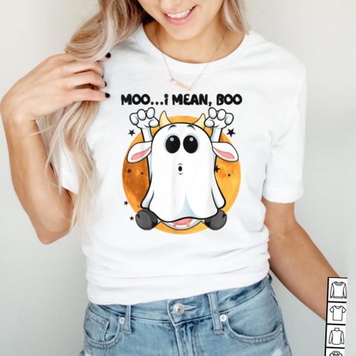 Ghost Cow Moo I Mean Boo Pumpkin Moon Halloween T Shirt