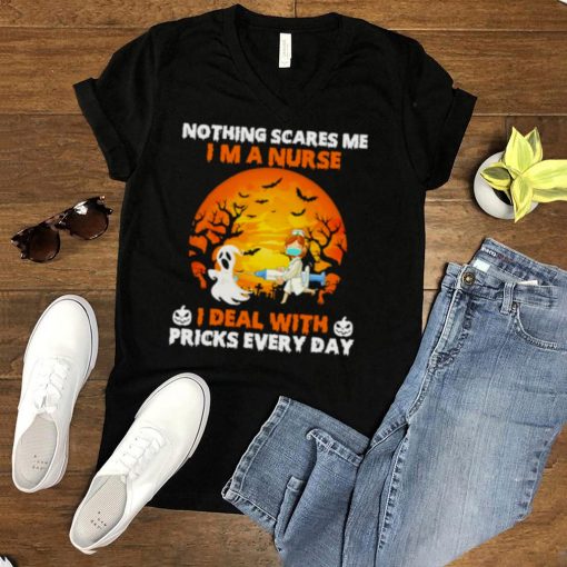 Ghost nothing scared me I’m a Nurse I deal with pricks everyday Halloween Moon shirt