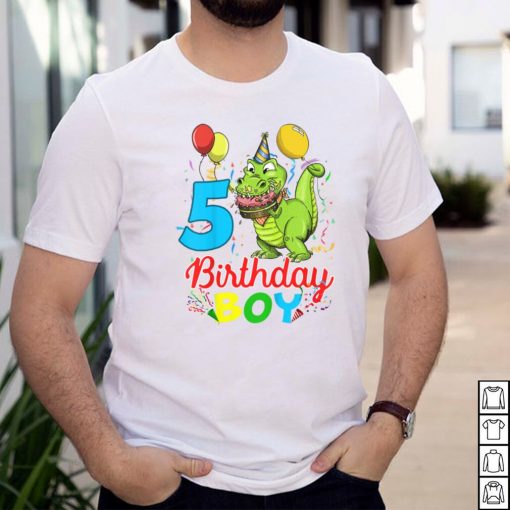 Kids 5 Year Old Gift 5th Birthday Boy Dinosaur T Shirt