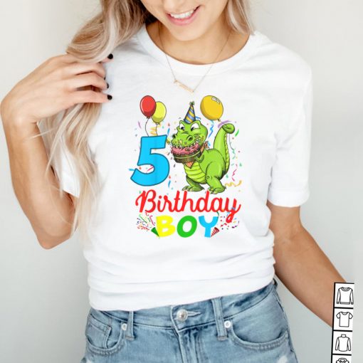 Kids 5 Year Old Gift 5th Birthday Boy Dinosaur T Shirt