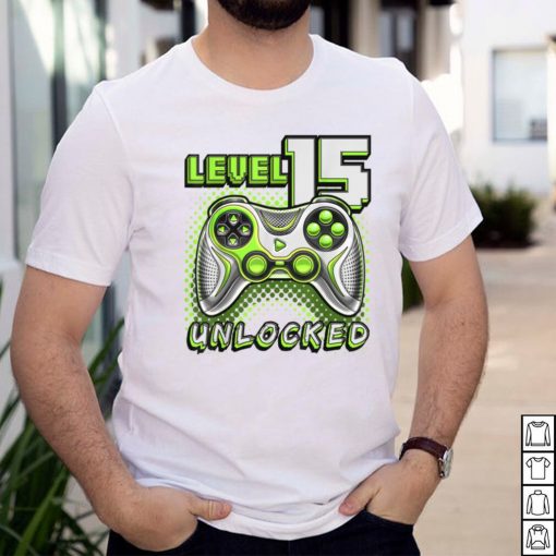 Level 15 Unlocked Video Game 15th Birthday Gamer Boys T Shirt