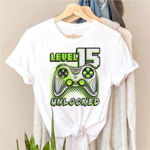 Level 15 Unlocked Video Game 15th Birthday Gamer Boys T Shirt