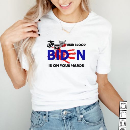 Mens Their Blood Biden Is On Your Hands Vintage Biden Handprint T Shirt