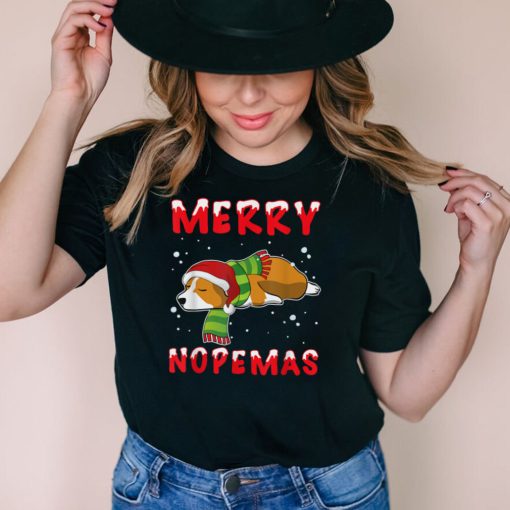 Merry Nopemas Corgi Nope Lazy Funny Pajamas Christmas T Shirt