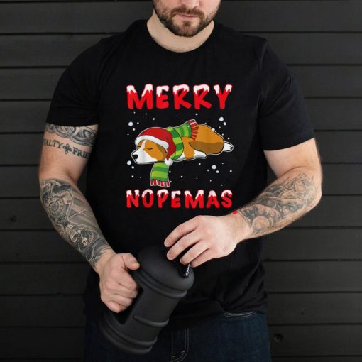 Merry Nopemas Corgi Nope Lazy Funny Pajamas Christmas T Shirt