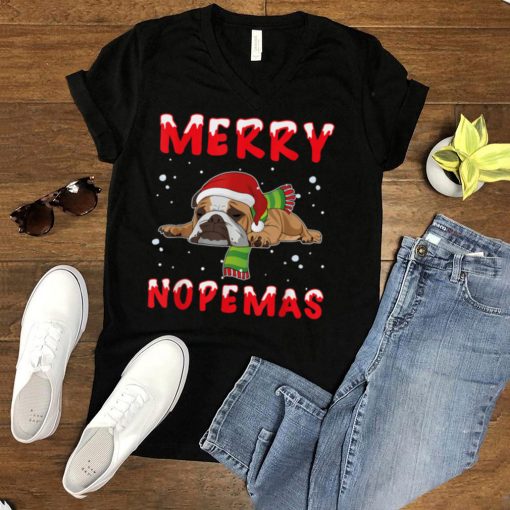 Merry Nopemas Frenchie Nope Lazy Funny Pajamas Christmas T Shirt