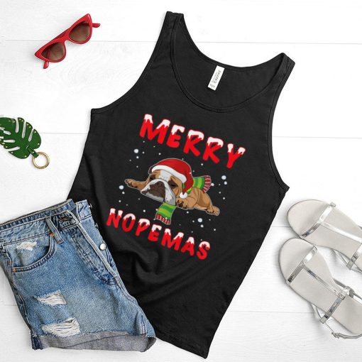 Merry Nopemas Frenchie Nope Lazy Funny Pajamas Christmas T Shirt