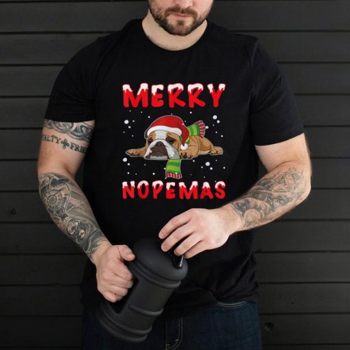 Merry Nopemas Frenchie Nope Lazy Funny Pajamas Christmas T Shirt