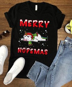 Merry Nopemas Unicorn Nope Lazy Funny Pajamas Christmas T Shirt