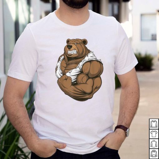 Papa Bear and Baby Bear Cub for Tough Gym Dad Fitness T Shirt
