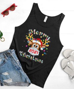 Reindeer In Mask Shirt Funny Merry Christmas 2021 Adults T Shirt