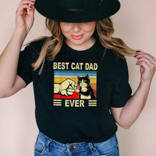 Retro Vintage Best Cat Dad Ever Fathers Day Black Cat T Shirt