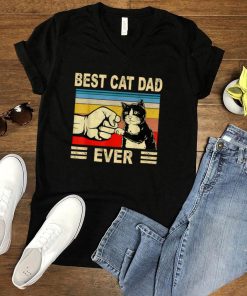 Retro Vintage Best Cat Dad Ever Fathers Day Black Cat T Shirt