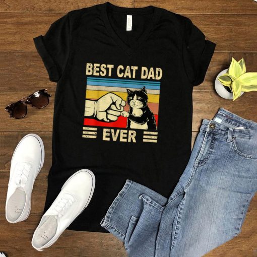 Retro Vintage Best Cat Dad Ever Fathers Day Black Cat T Shirt