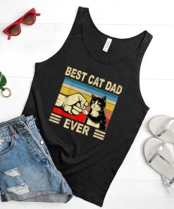 Retro Vintage Best Cat Dad Ever Fathers Day Black Cat T Shirt