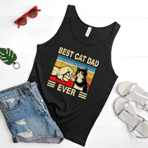 Retro Vintage Best Cat Dad Ever Fathers Day Black Cat T Shirt