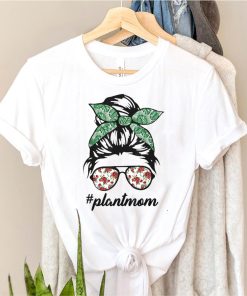 Women Bleached Plant Mom Messy Bun Plant Lover T Shirt
