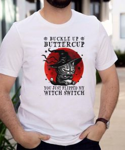 Womens Cat Buckle Up Buttercup You Just Flipped My Witch Switch V Neck T Shirt (2)
