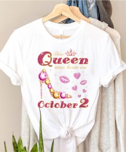 Womens This Queen was born on October 2, 2nd October Birthday V Neck T Shirt