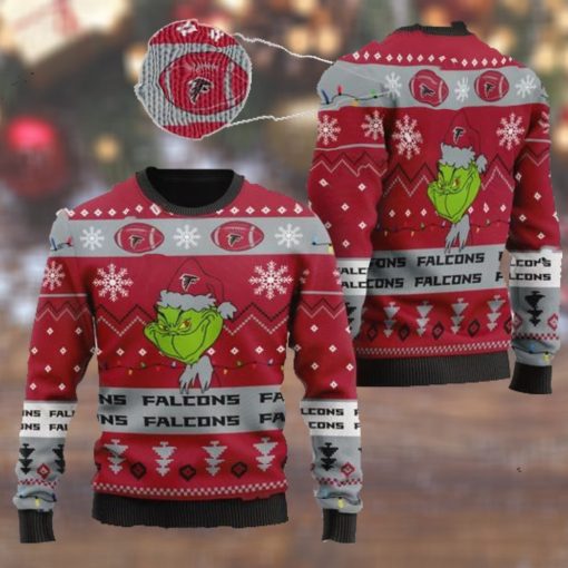 Atlanta Falcons American NFL Football Team Logo Cute Grinch 3D Men And Women Ugly Sweater Shirt For Sport Lovers On Christmas