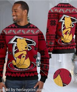 Atlanta Falcons NFL American Football Team Logo Cute Winnie The Pooh Bear 3D Ugly Christmas Sweater Shirt For Men And Women On Xmas