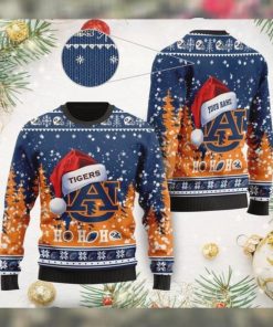 Auburn Tigers NCAA Symbol Wearing Santa Claus Hat Cute Pattern Ho Ho Ho Custom Personalized Ugly Christmas Sweater Wool Shir