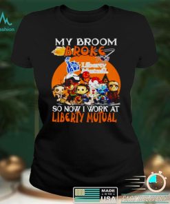 Awesome horror Halloween chibi my broom broke so now I work at Liberty Mutual shirt