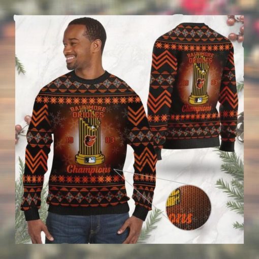 Baltimore Orioles World Series Champions MLB Cup Ugly Christmas Sweater Sweatshirt Party