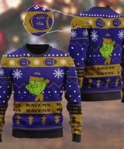 Baltimore Ravens American NFL Football Team Logo Cute Grinch 3D Men And Women Ugly Sweater Shirt For Sport Lovers On Christmas Days
