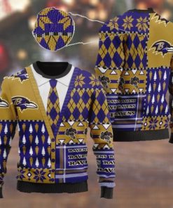 Baltimore Ravens NFL American Football Team Cardigan Style 3D Men And Women Ugly Sweater Shirt For Sport Lovers On Christmas Days2