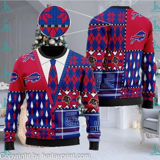 Buffalo Bills NFL American Football Team Cardigan Style 3D Men And Women Ugly Sweater Shirt For Sport Lovers On Christmas
