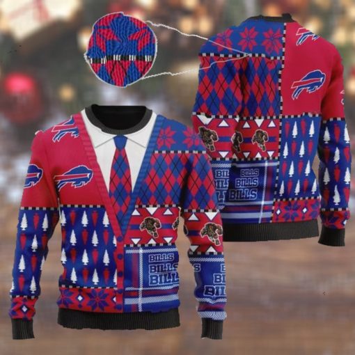 Buffalo Bills NFL American Football Team Cardigan Style 3D Men And Women Ugly Sweater Shirt For Sport Lovers On Christmas