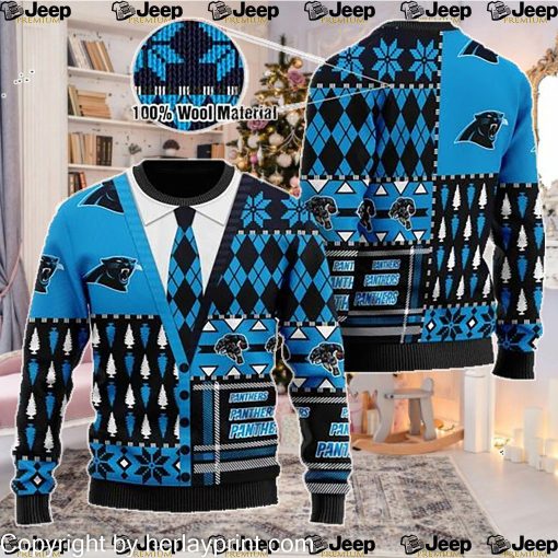 Carolina Panthers NFL American Football Team Cardigan Style 3D Men And Women Ugly Sweater Shirt For Sport Lovers On Christmas Days