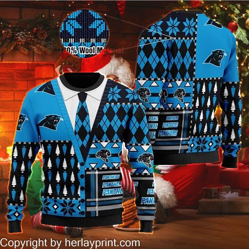 Carolina Panthers NFL American Football Team Cardigan Style 3D Men And Women Ugly Sweater Shirt For Sport Lovers On Christmas Days