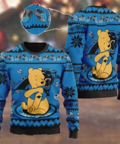 Carolina Panthers NFL American Football Team Logo Cute Winnie The Pooh Bear 3D Ugly Christmas Sweater Shirt For Men And Women On Xmas Days2