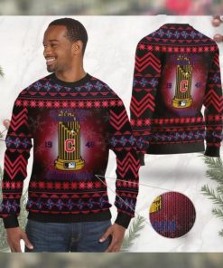 Cleveland Indians World Series Champions MLB Cup Ugly Christmas Sweater Sweatshirt Party