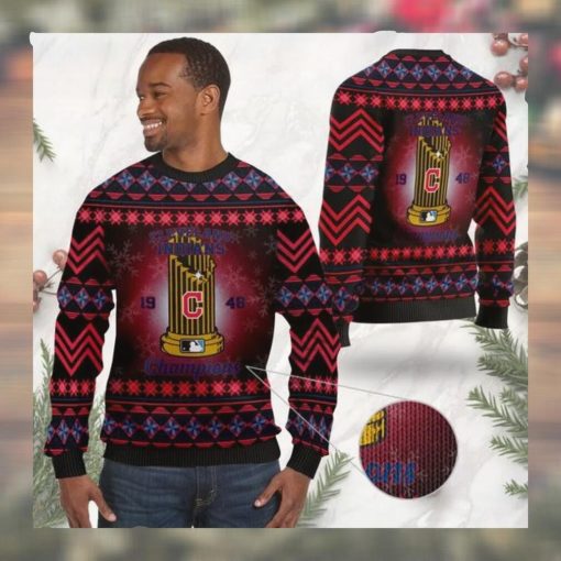 Cleveland Indians World Series Champions MLB Cup Ugly Christmas Sweater Sweatshirt Party