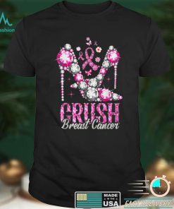 Crush Breast Cancer Awareness Bling Pink Ribbon T Shirt