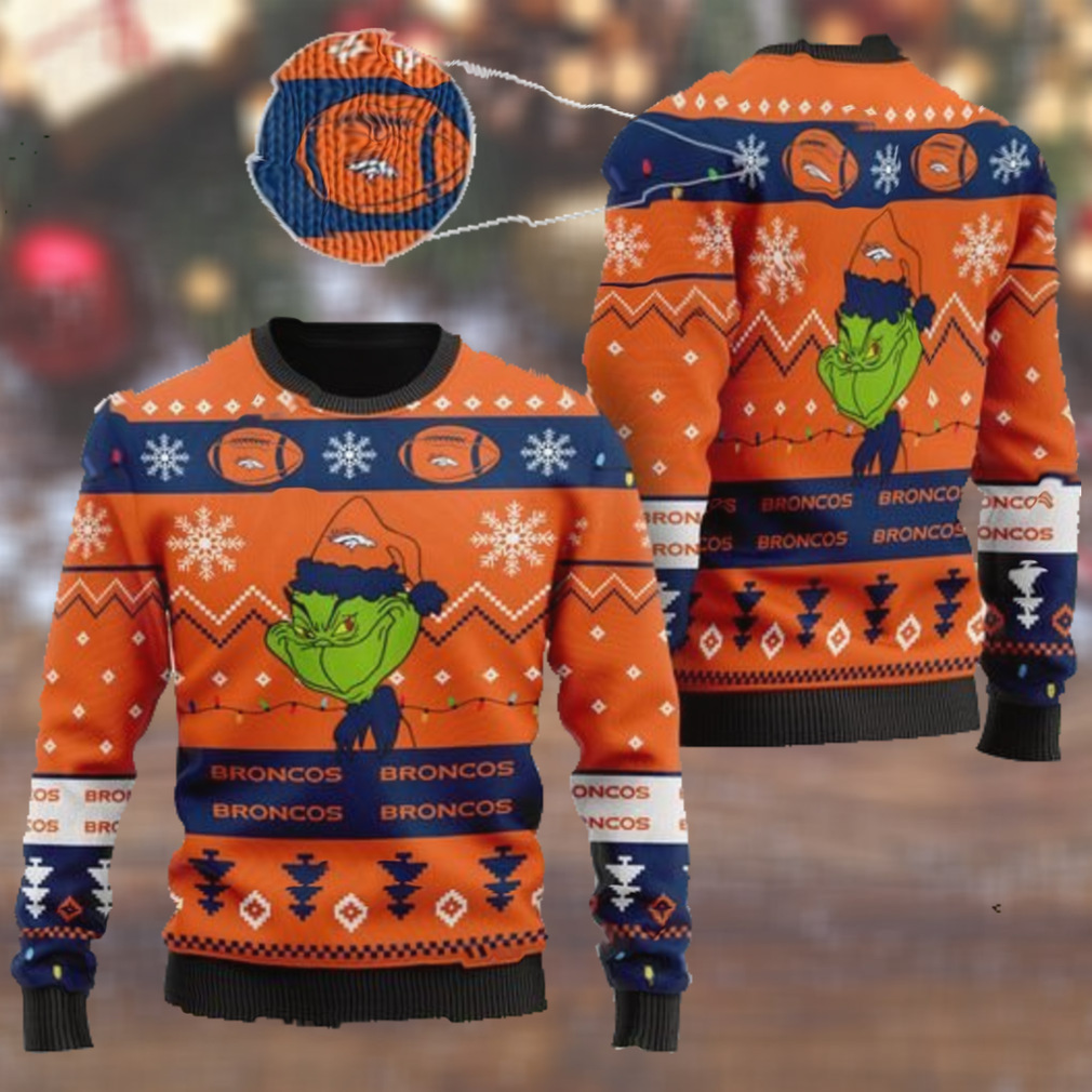 Denver Broncos American NFL Football Team Logo Cute Grinch 3D Men And Women Ugly Sweater Shirt For Sport Lovers On Christmas