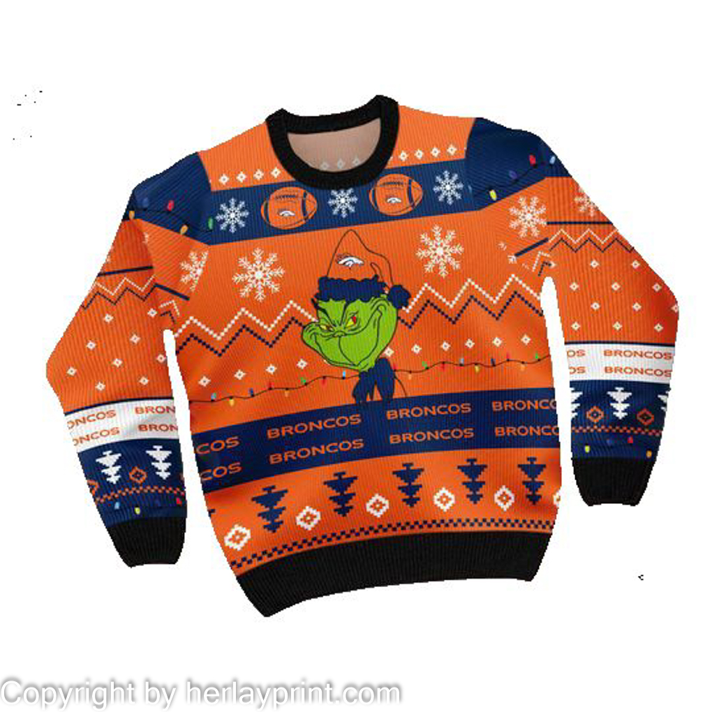 Denver Broncos American NFL Football Team Logo Cute Grinch 3D Men And Women  Ugly Sweater Shirt For Sport Lovers On Christmas - Limotees