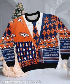 Denver Broncos NFL American Football Team Cardigan Style 3D Men And Women Ugly Sweater Shirt For Sport Lovers On Christmas