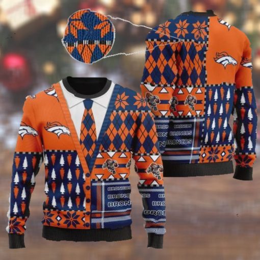 Denver Broncos NFL American Football Team Cardigan Style 3D Men And Women Ugly Sweater Shirt For Sport Lovers On Christmas